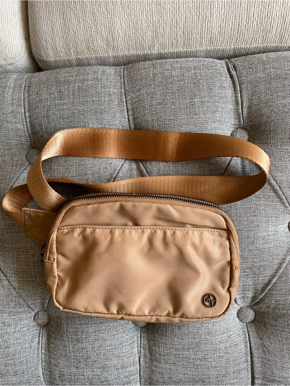Tan Gold tone Crossbody Fanny Pack Unisex  Waist Bag